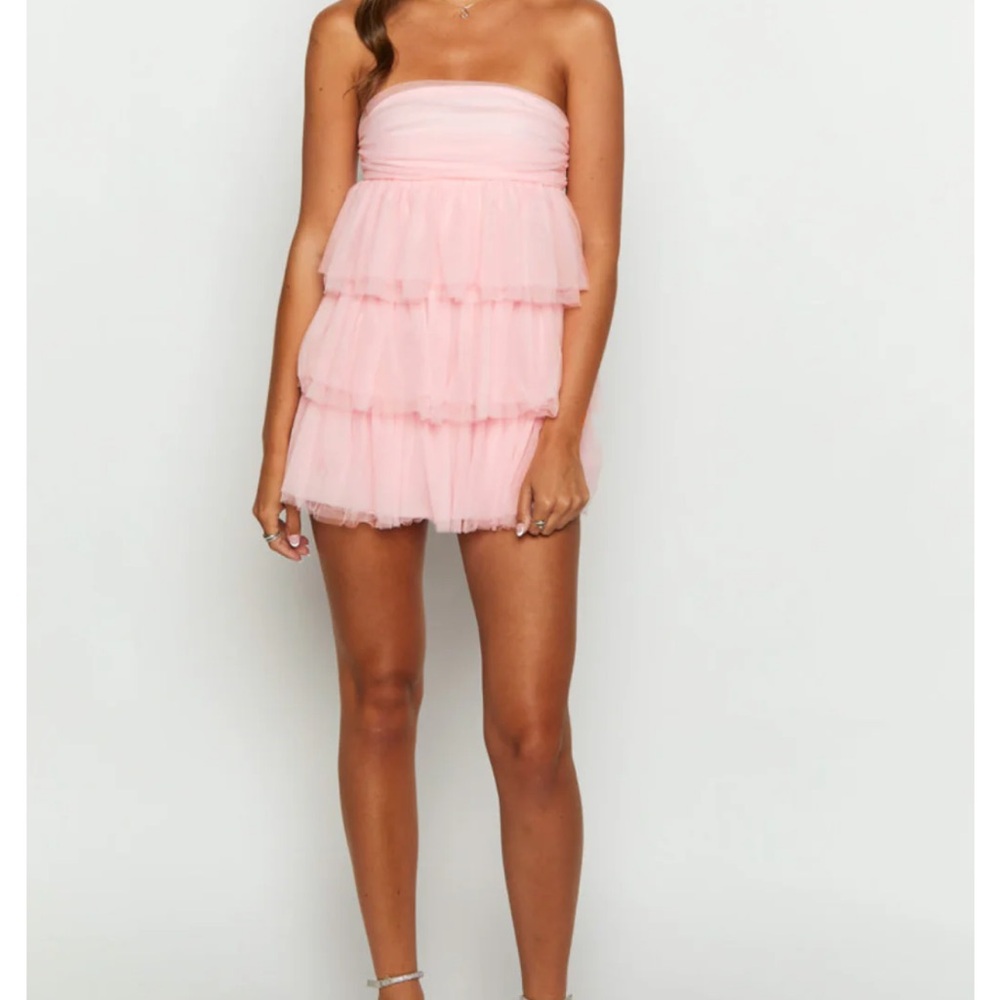 HOCO dress. Pink with tulle ruffles